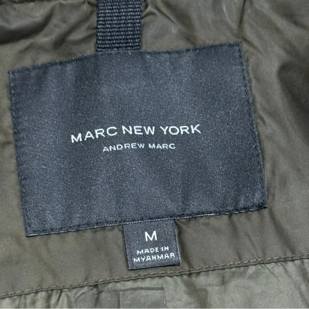 🧥❄️ MARC NEW‎ YORK Green Quilted Puffer Coat | Faux Fur Hood | Cabincore Sz M